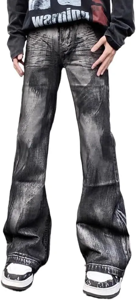 Jeans for Men Relaxed Fit High Rise Designer Straight Leg Skinny Denim Pants