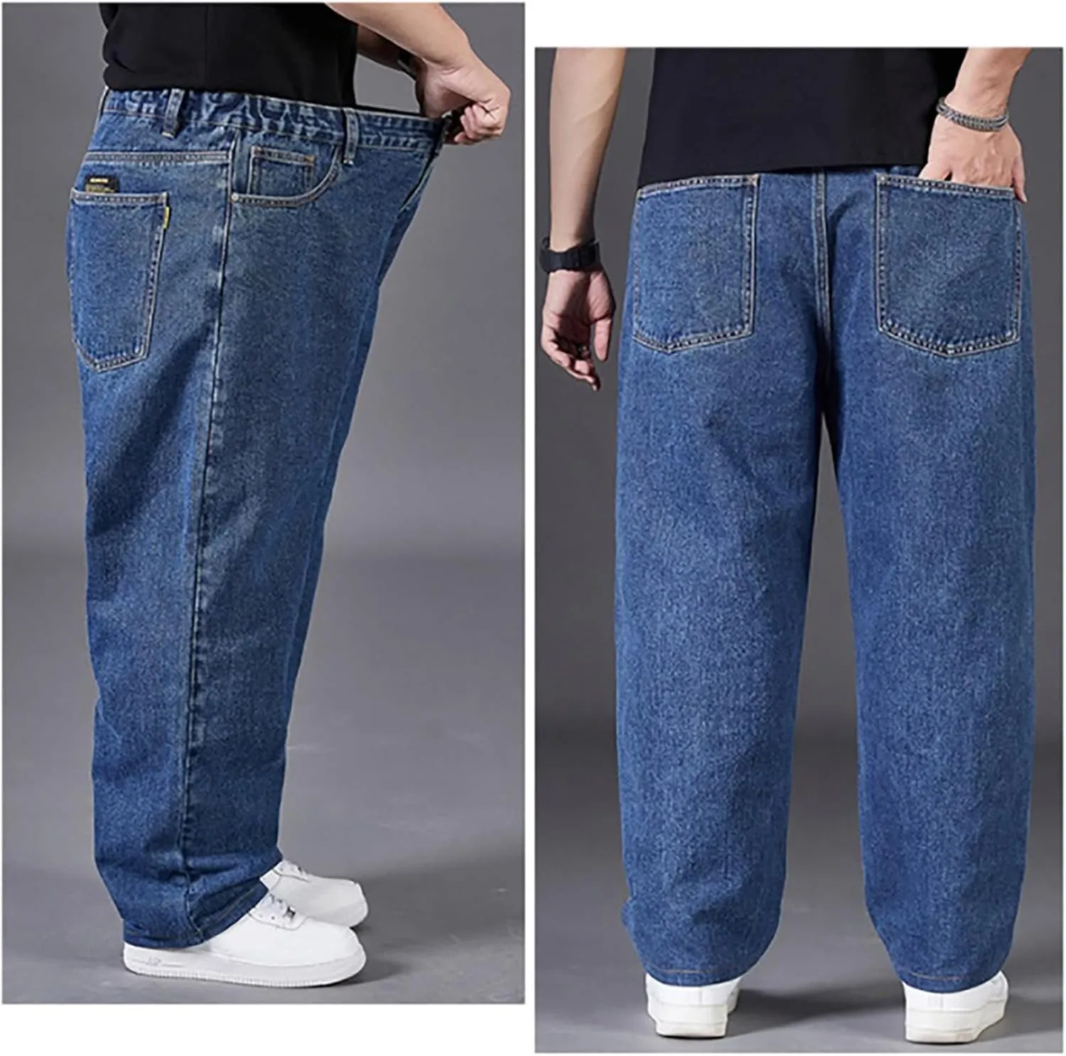 Jeans for Men Relaxed Fit High Waisted Jeans Straight Leg Pants Fashion Trousers Classic 5 Pocket Streetwear