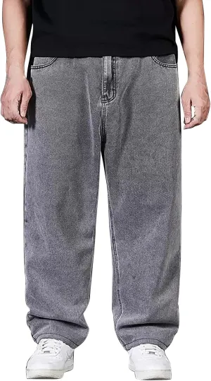 Jeans for Men Relaxed Fit High Waisted Jeans Straight Leg Pants Fashion Trousers Classic 5 Pocket Streetwear