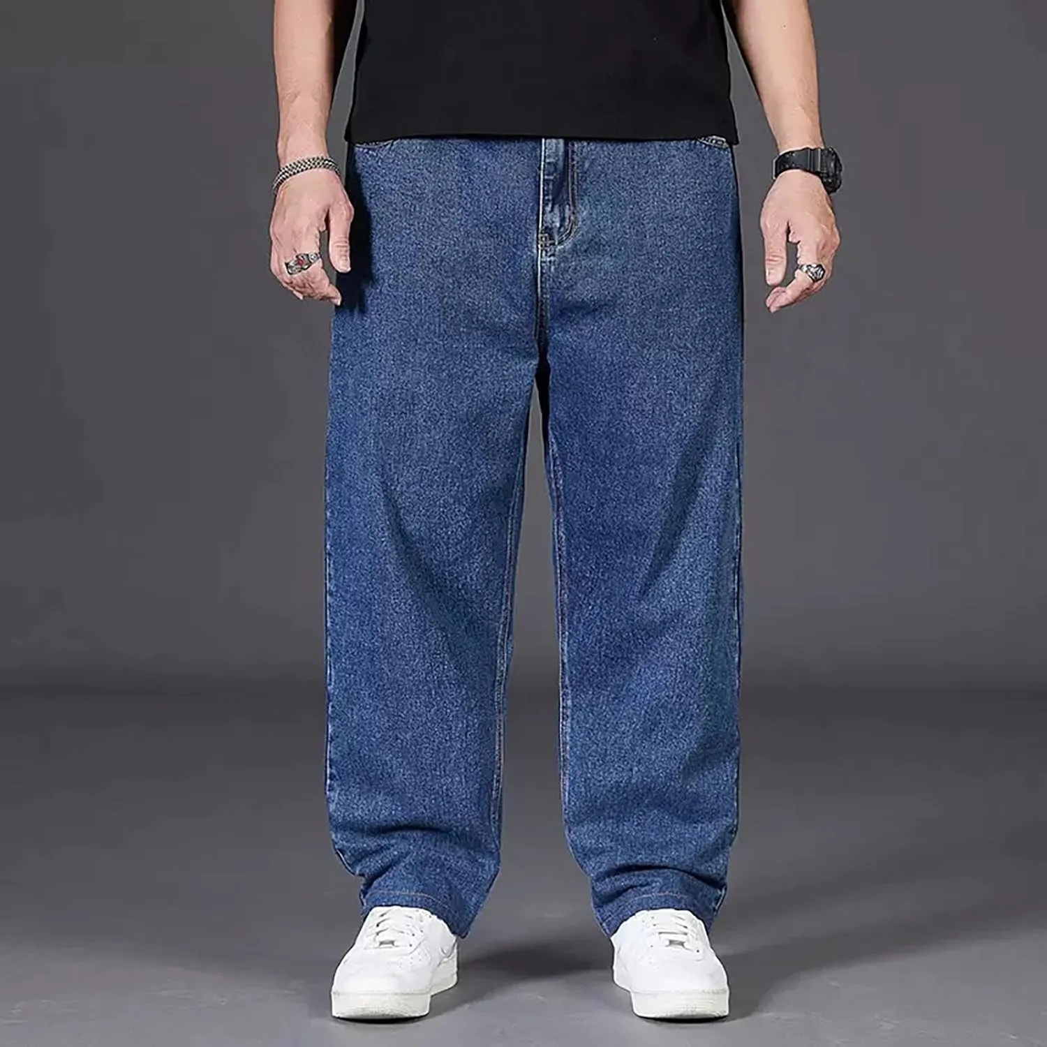 Jeans for Men Relaxed Fit High Waisted Jeans Straight Leg Pants Fashion Trousers Classic 5 Pocket Streetwear