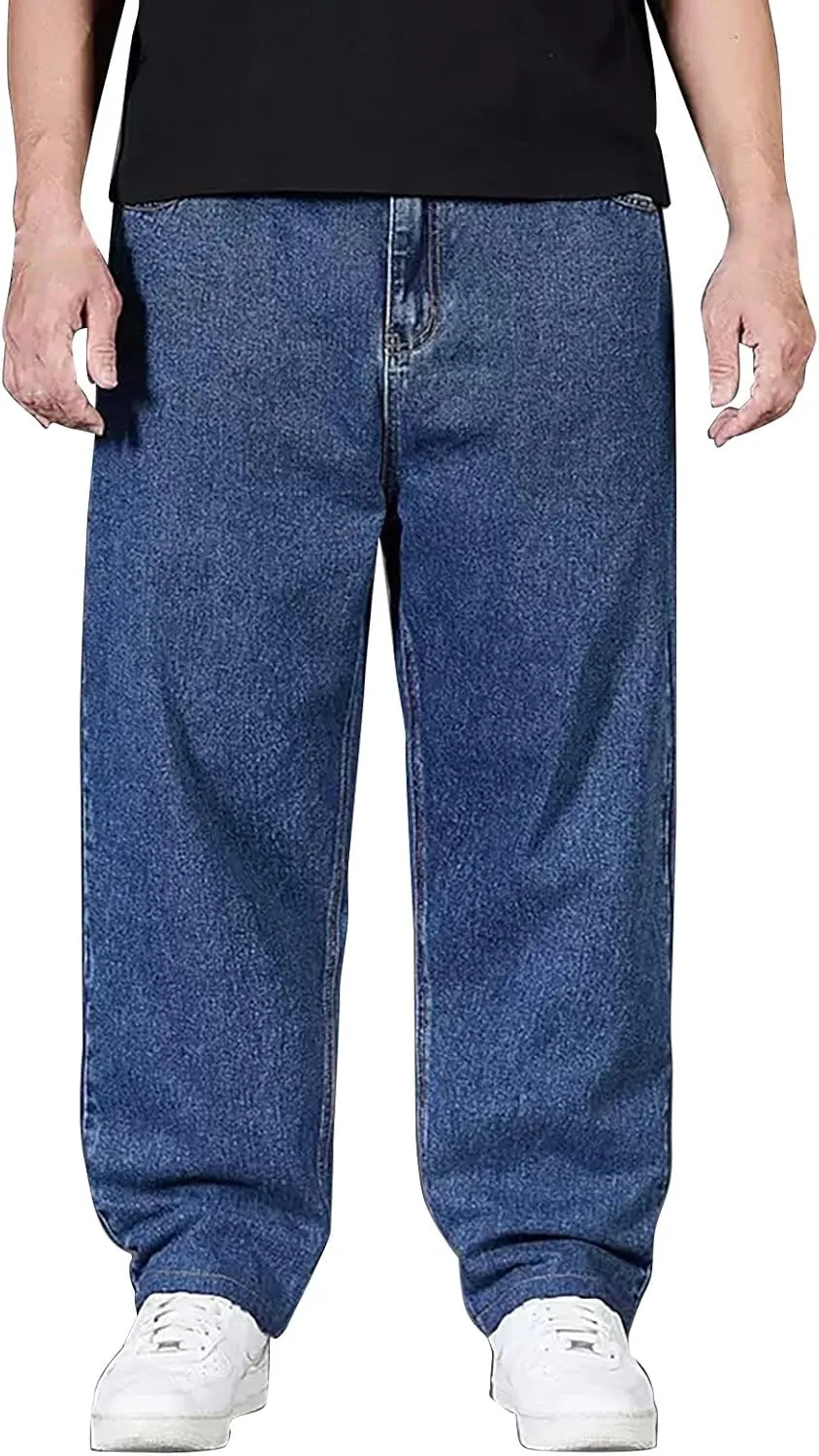 Jeans for Men Relaxed Fit High Waisted Jeans Straight Leg Pants Fashion Trousers Classic 5 Pocket Streetwear