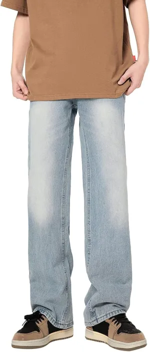 Jeans for Men Relaxed Fit Loose Fit Straight Wide Leg Jeans Comfortable Flexible Denim Pants Hip Hop Streetwear