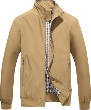 JEsilunmaMY Men's Business Casual Bomber Jackets Stand Collar Cotton Lightweight Jackets Windproof Sportswear Windbreaker