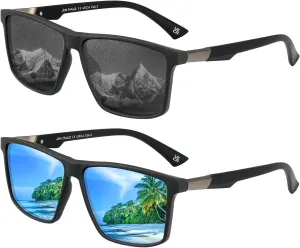 JIM HALO Retro Polarized Sunglasses for Men Women Square Lightweight Sun Glasses for Driving Fishing UV400 Protection