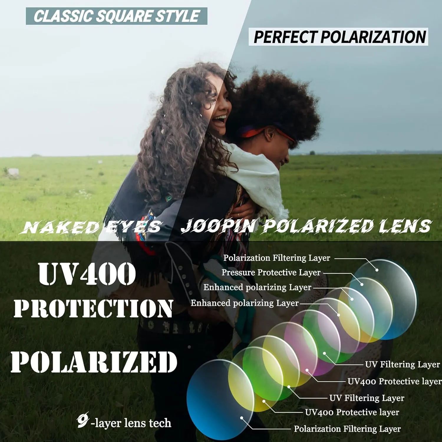 Joopin 3 Pack Square Sunglasses Polarized UV Protection Trendy Sun Glassses Fashion Shades for Women Men
