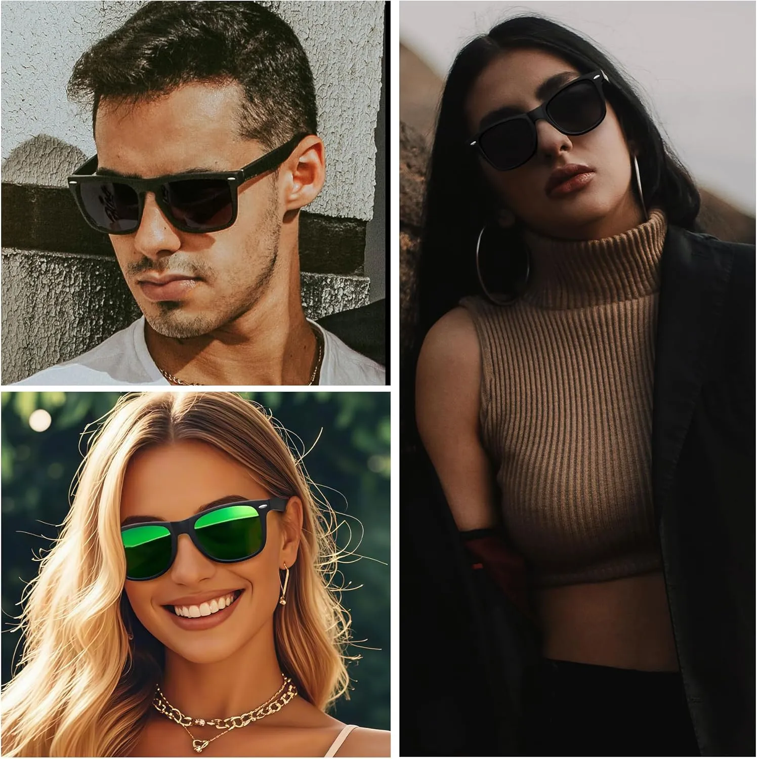 Joopin 3 Pack Square Sunglasses Polarized UV Protection Trendy Sun Glassses Fashion Shades for Women Men