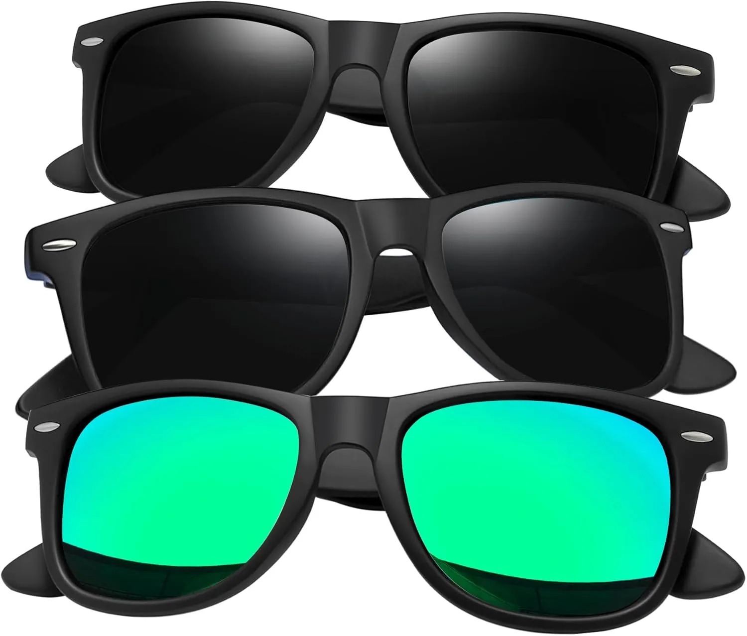 Joopin 3 Pack Square Sunglasses Polarized UV Protection Trendy Sun Glassses Fashion Shades for Women Men