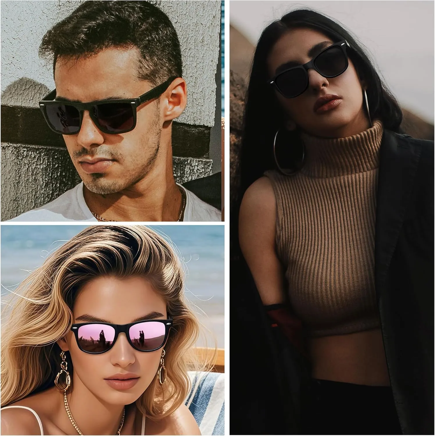 Joopin 3 Pack Square Sunglasses Polarized UV Protection Trendy Sun Glassses Fashion Shades for Women Men