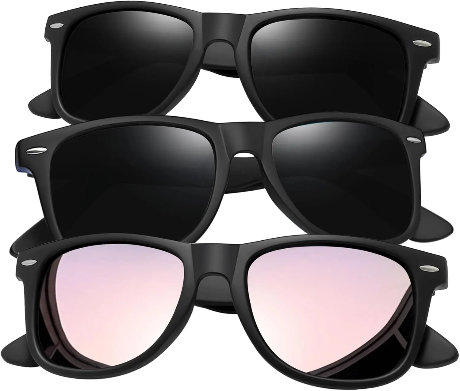 Joopin 3 Pack Square Sunglasses Polarized UV Protection Trendy Sun Glassses Fashion Shades for Women Men