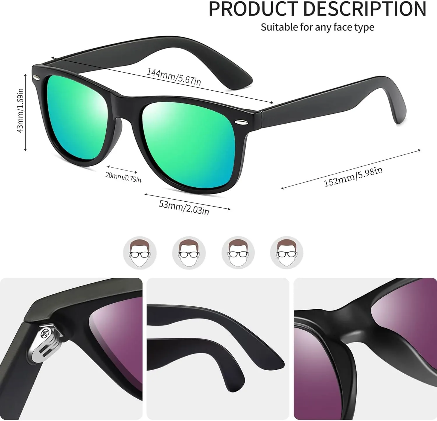 Joopin 3 Pack Square Sunglasses Polarized UV Protection Trendy Sun Glassses Fashion Shades for Women Men