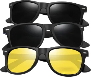 Joopin 3 Pack Square Sunglasses Polarized UV Protection Trendy Sun Glassses Fashion Shades for Women Men
