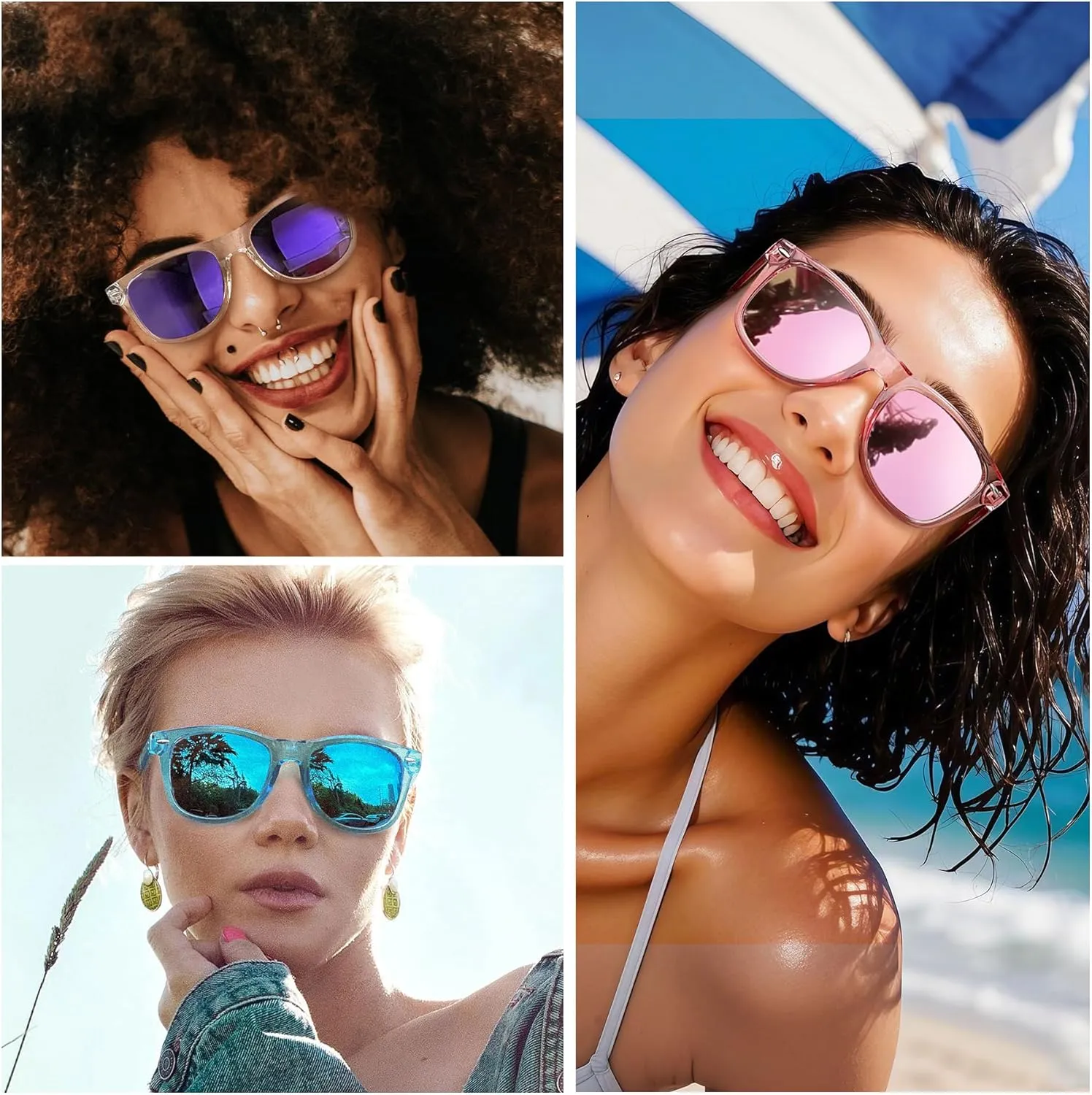 Joopin 3 Pack Square Sunglasses Polarized UV Protection Trendy Sun Glassses Fashion Shades for Women Men