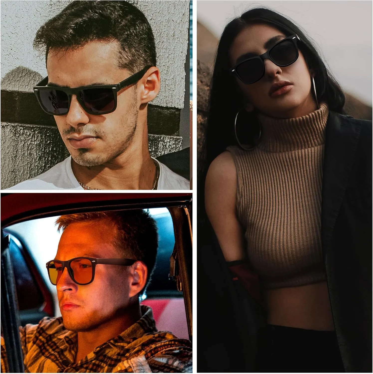 Joopin 3 Pack Square Sunglasses Polarized UV Protection Trendy Sun Glassses Fashion Shades for Women Men