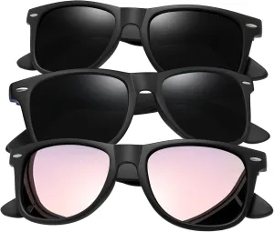 Joopin 3 Pack Square Sunglasses Polarized UV Protection Trendy Sun Glassses Fashion Shades for Women Men