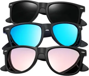 Joopin 3 Pack Square Sunglasses Polarized UV Protection Trendy Sun Glassses Fashion Shades for Women Men