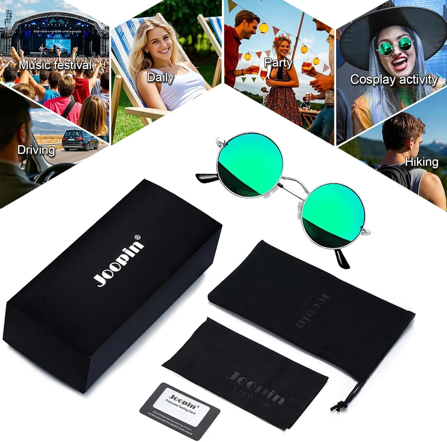 Joopin Hippie Round Sunglasses for Women Men Small Circle Sun Glasses Polarized UV400 Protection