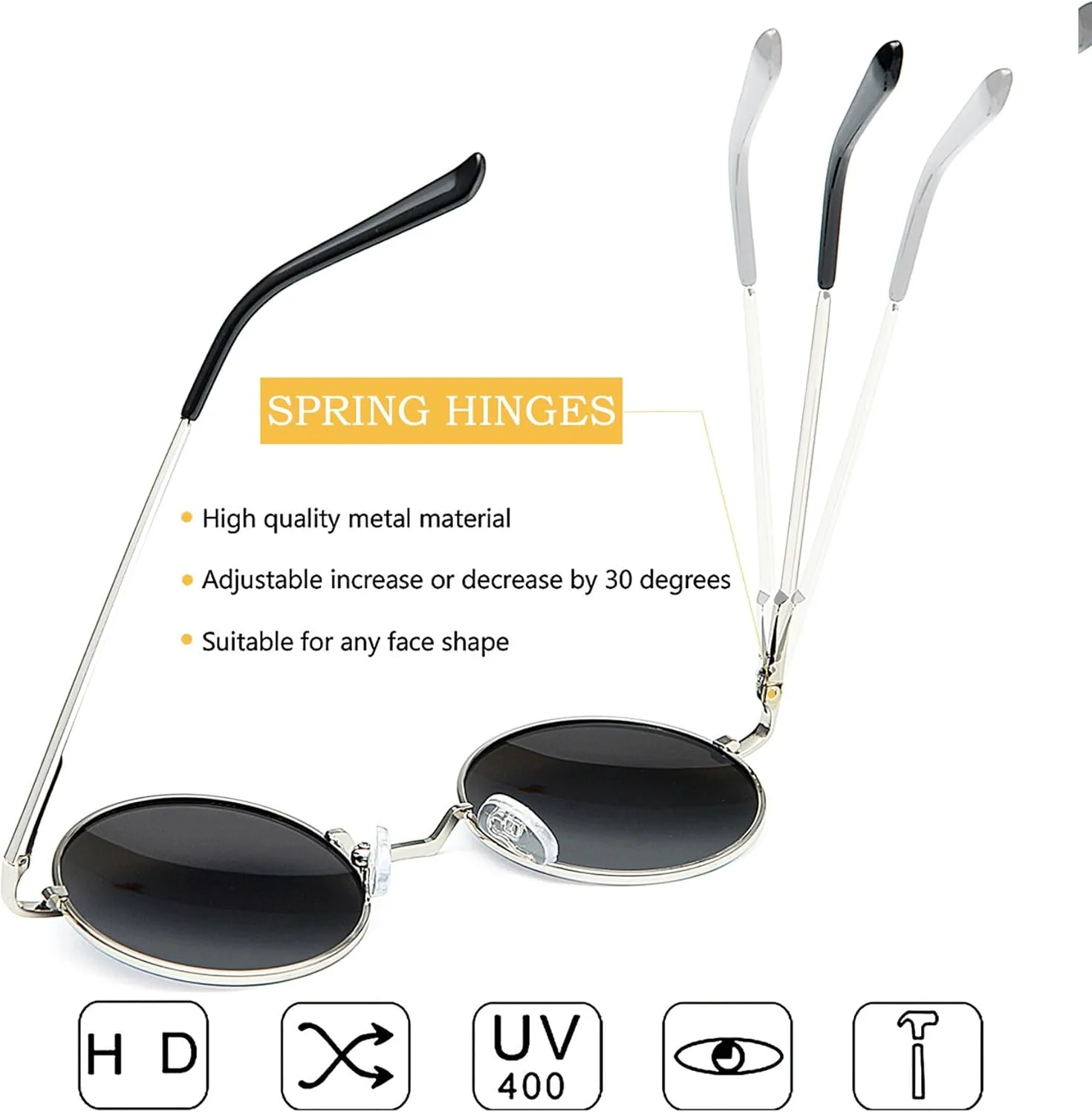 Joopin Hippie Round Sunglasses for Women Men Small Circle Sun Glasses Polarized UV400 Protection