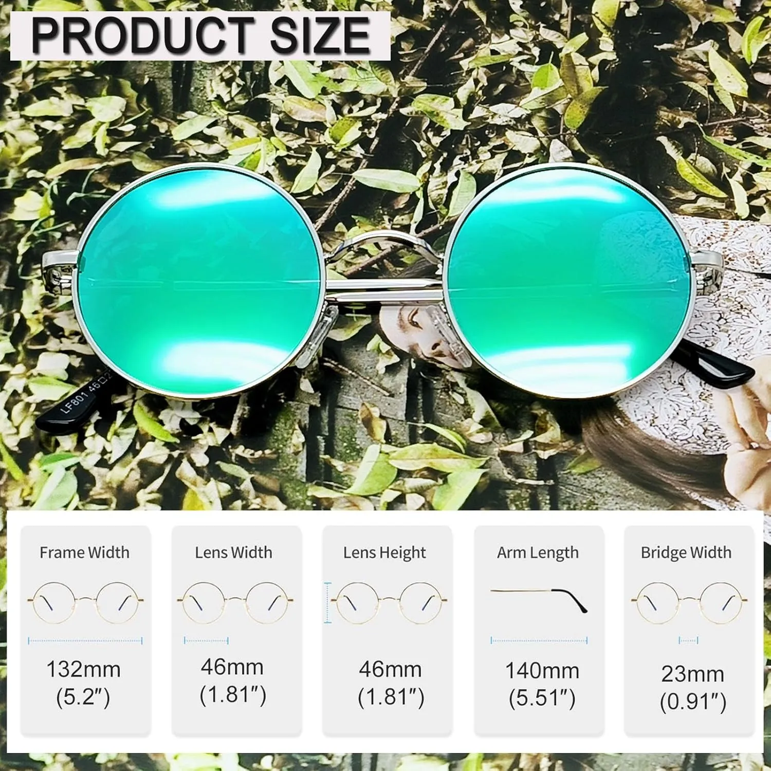 Joopin Hippie Round Sunglasses for Women Men Small Circle Sun Glasses Polarized UV400 Protection