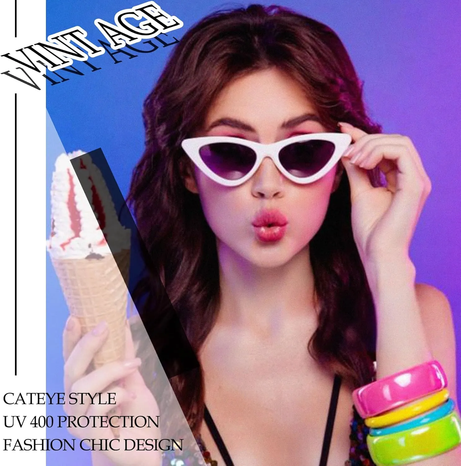Joopin Polarized Cat Eye Sunglasses for Women, Retro Narrow Pointy Cateye Womens Sun Glasses