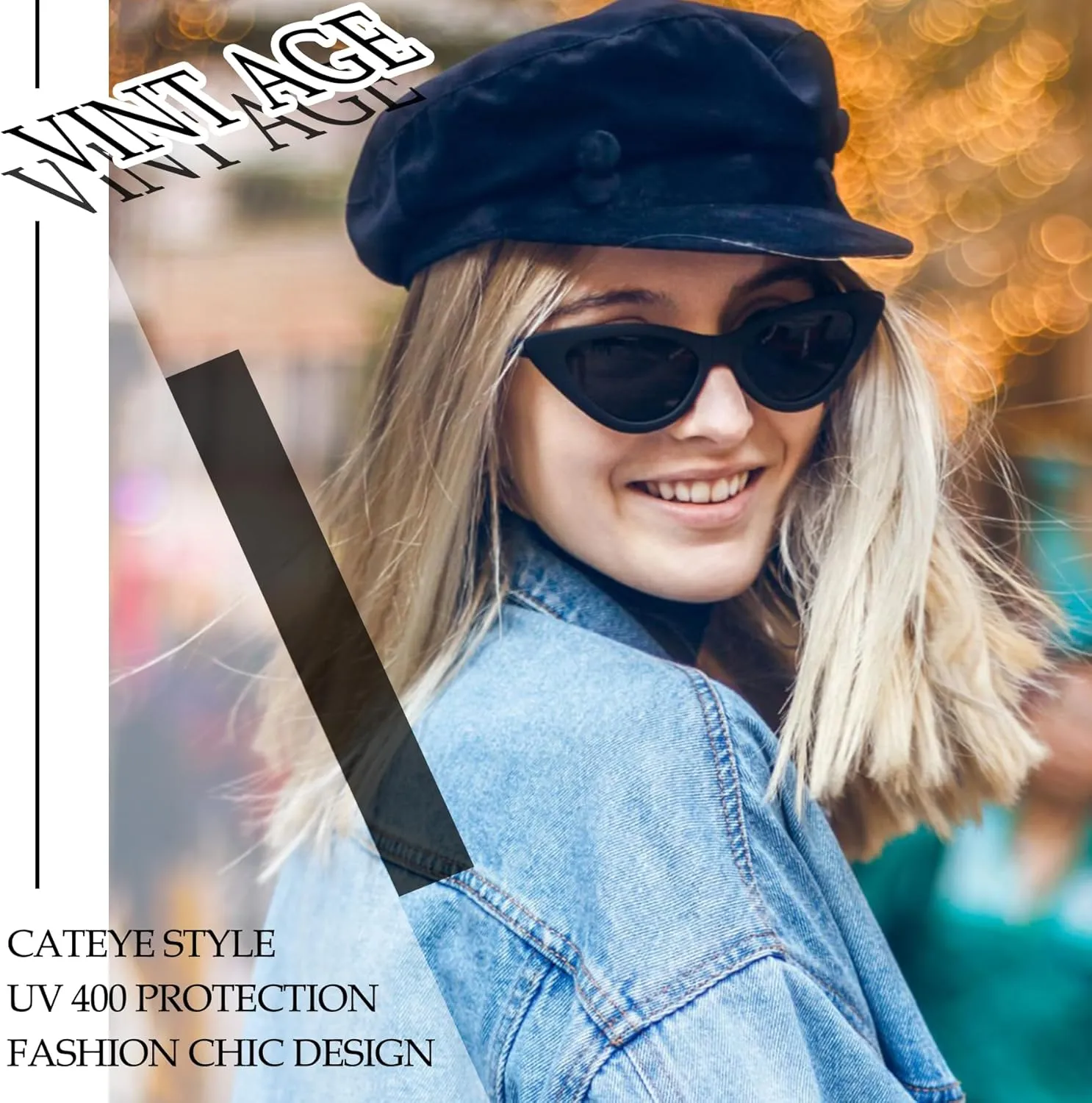 Joopin Polarized Cat Eye Sunglasses for Women, Retro Narrow Pointy Cateye Womens Sun Glasses
