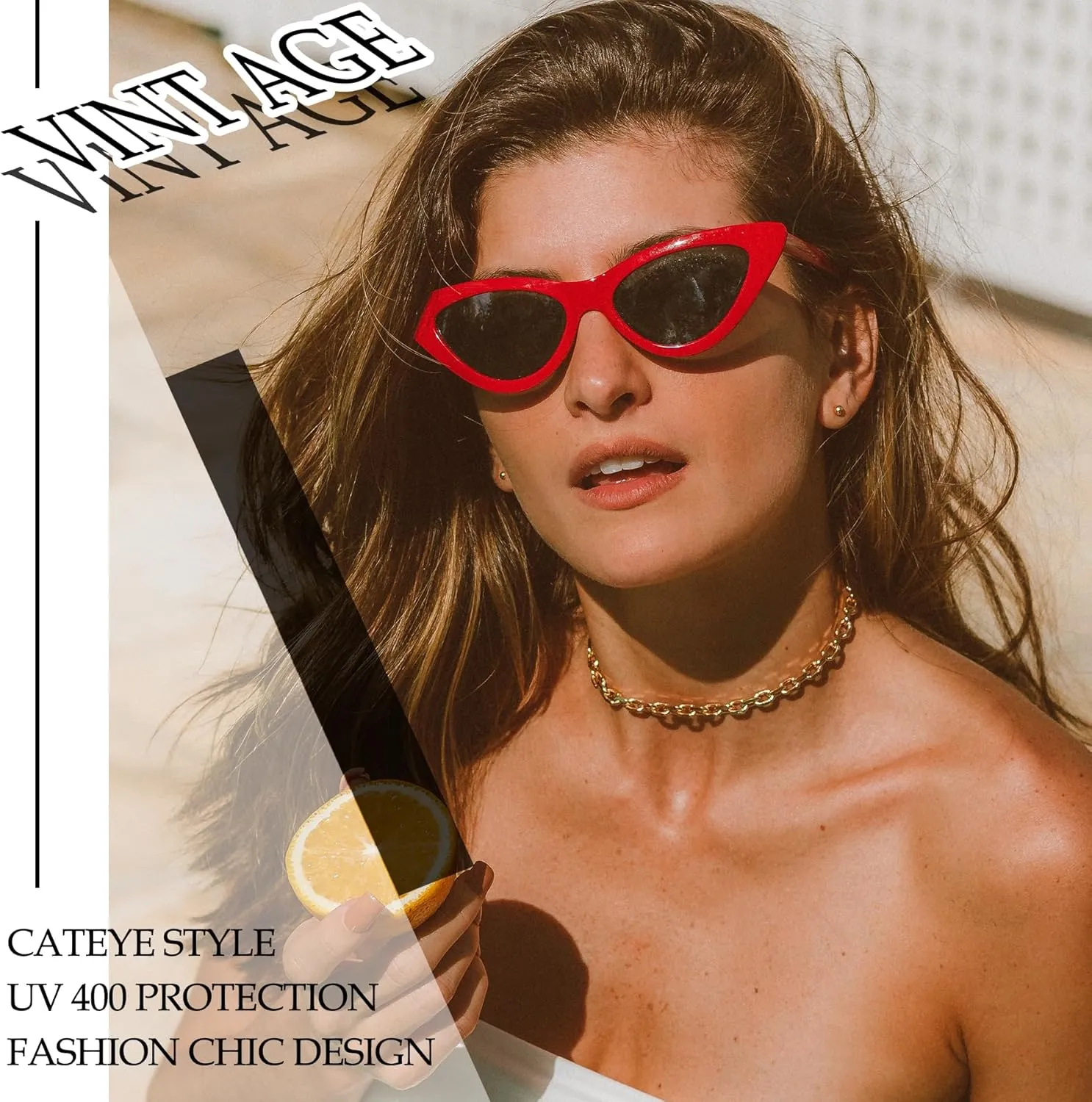 Joopin Polarized Cat Eye Sunglasses for Women, Retro Narrow Pointy Cateye Womens Sun Glasses