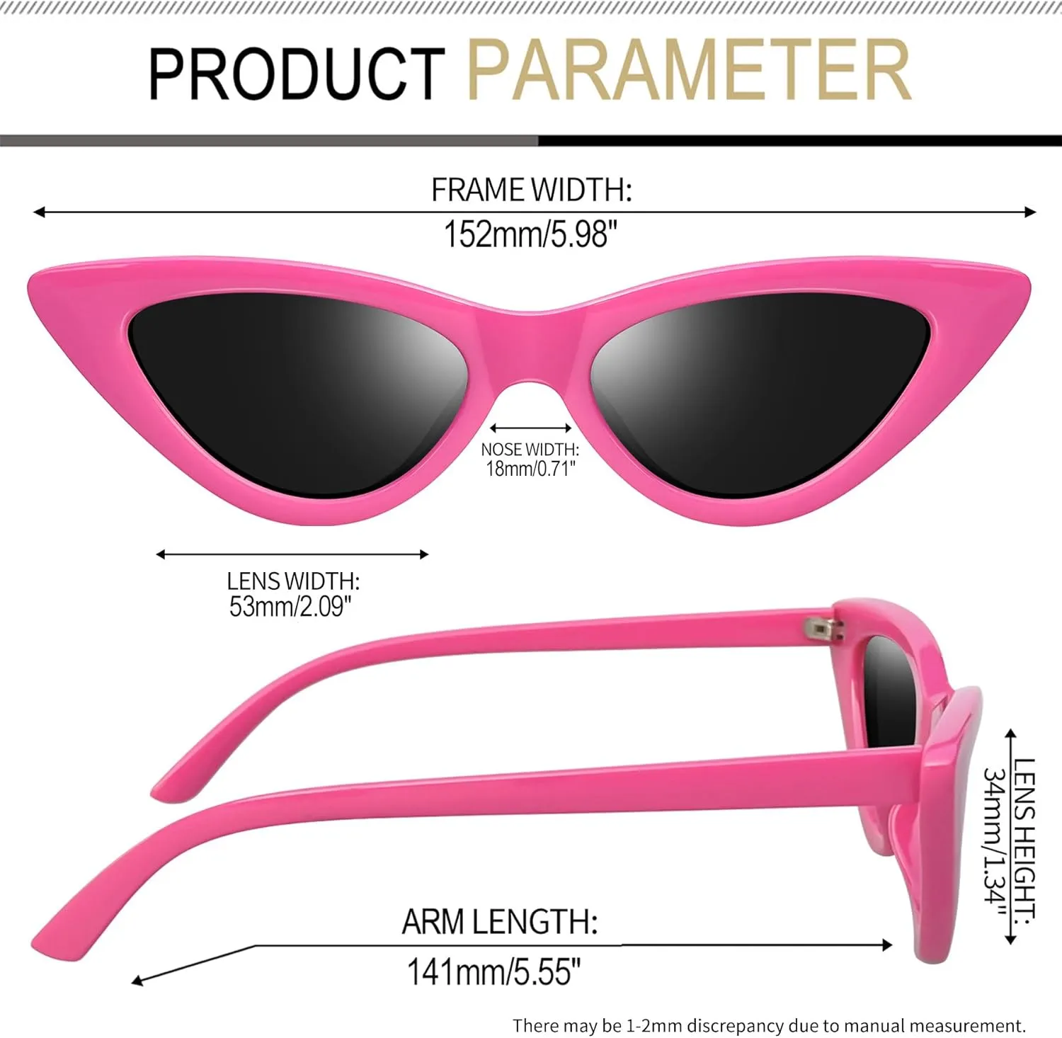 Joopin Polarized Cat Eye Sunglasses for Women, Retro Narrow Pointy Cateye Womens Sun Glasses