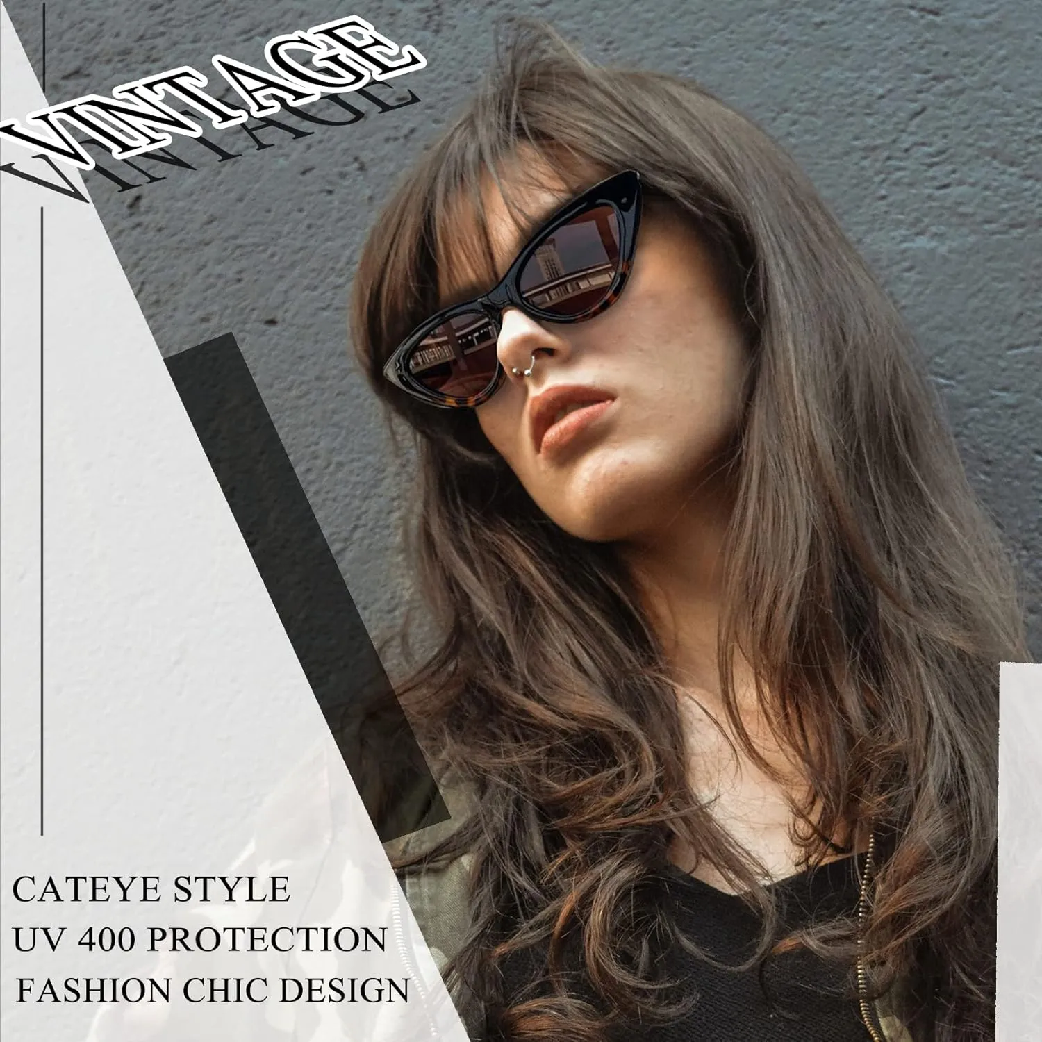 Joopin Polarized Cat Eye Sunglasses for Women, Retro Narrow Pointy Cateye Womens Sun Glasses