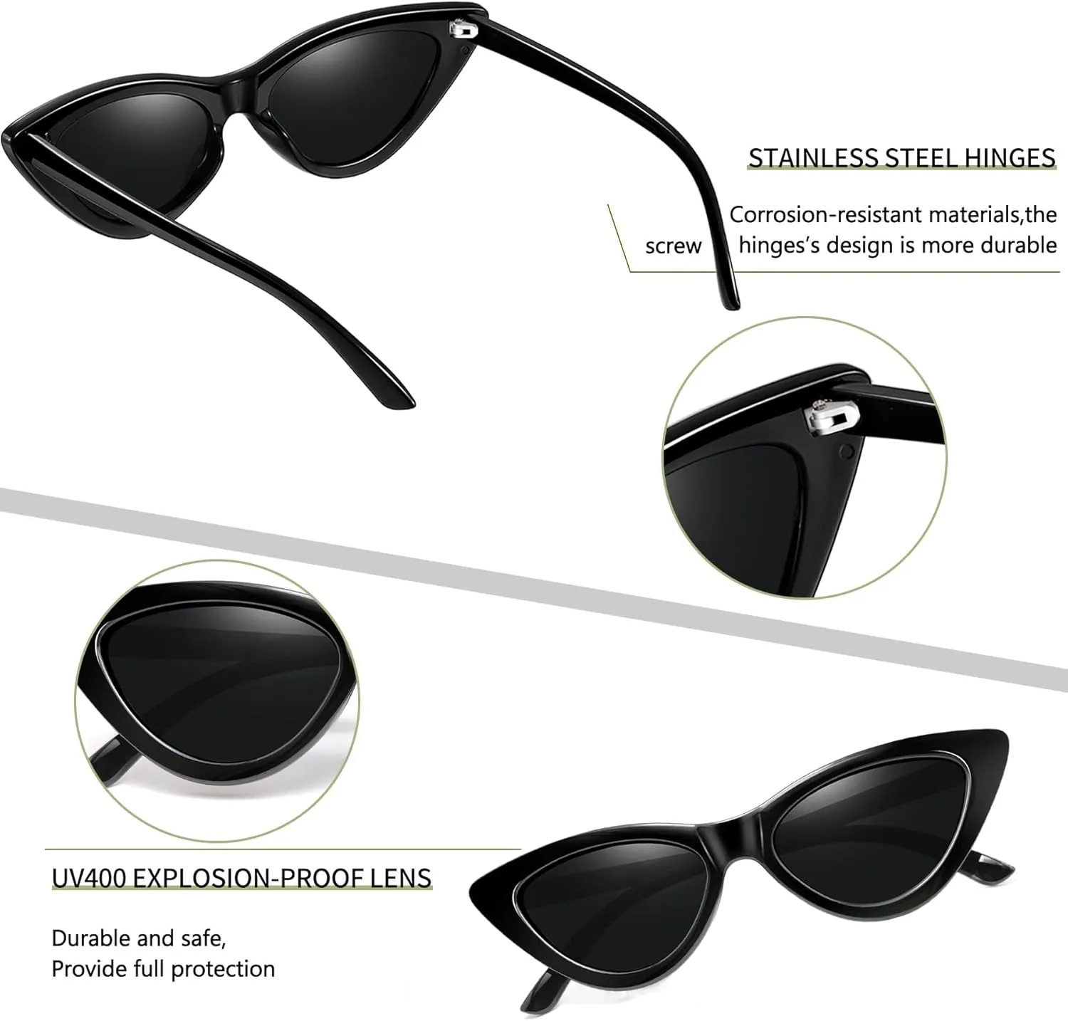 Joopin Polarized Cat Eye Sunglasses for Women, Retro Narrow Pointy Cateye Womens Sun Glasses