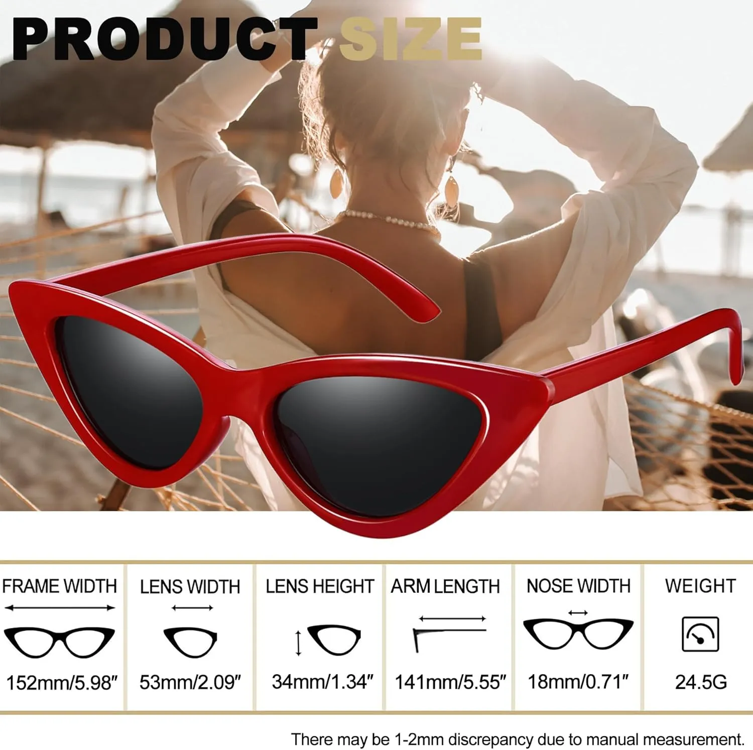 Joopin Polarized Cat Eye Sunglasses for Women, Retro Narrow Pointy Cateye Womens Sun Glasses
