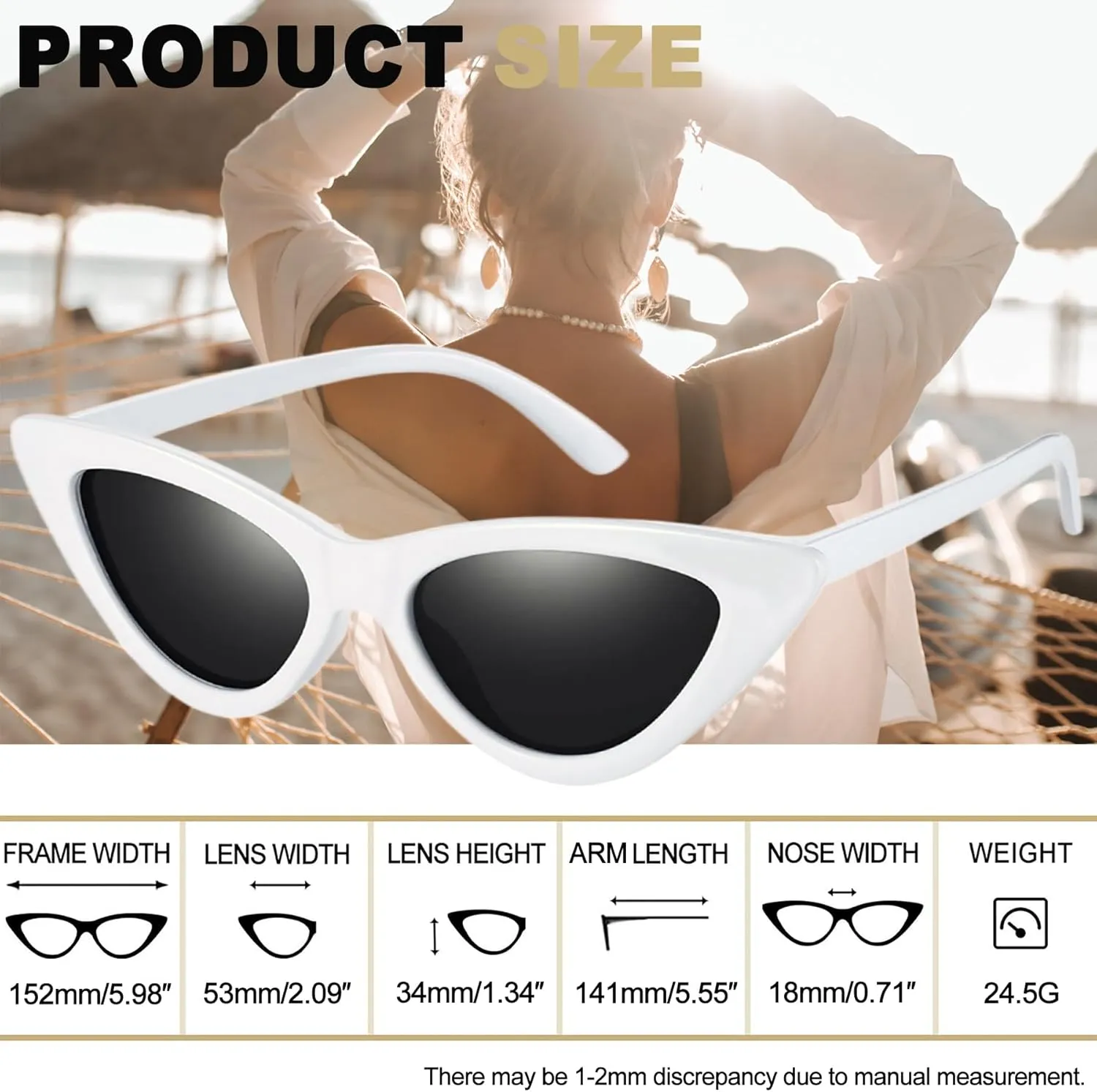 Joopin Polarized Cat Eye Sunglasses for Women, Retro Narrow Pointy Cateye Womens Sun Glasses