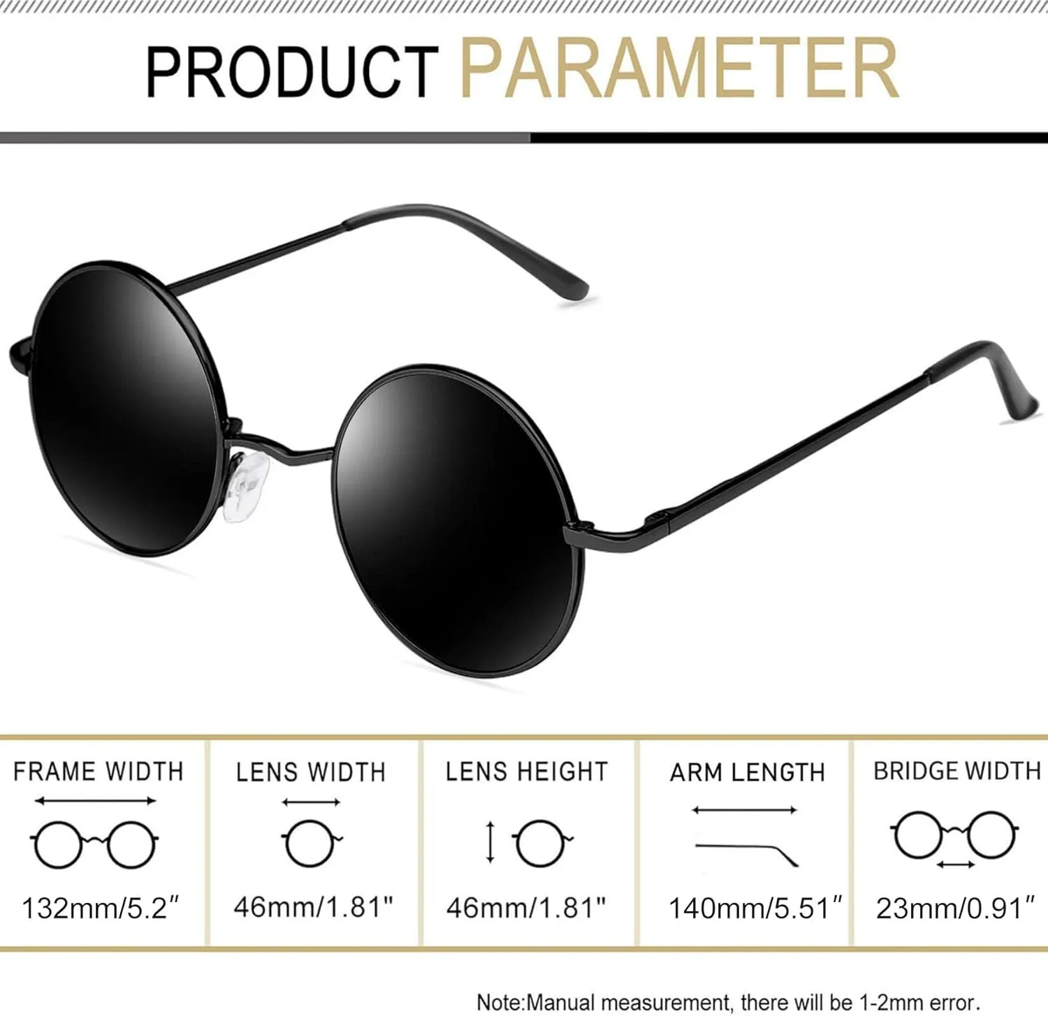 Joopin Retro Small Round Sunglasses Hippie Circle Sun Glasses Polarized UV400 Protection Metal Shades for Men Women