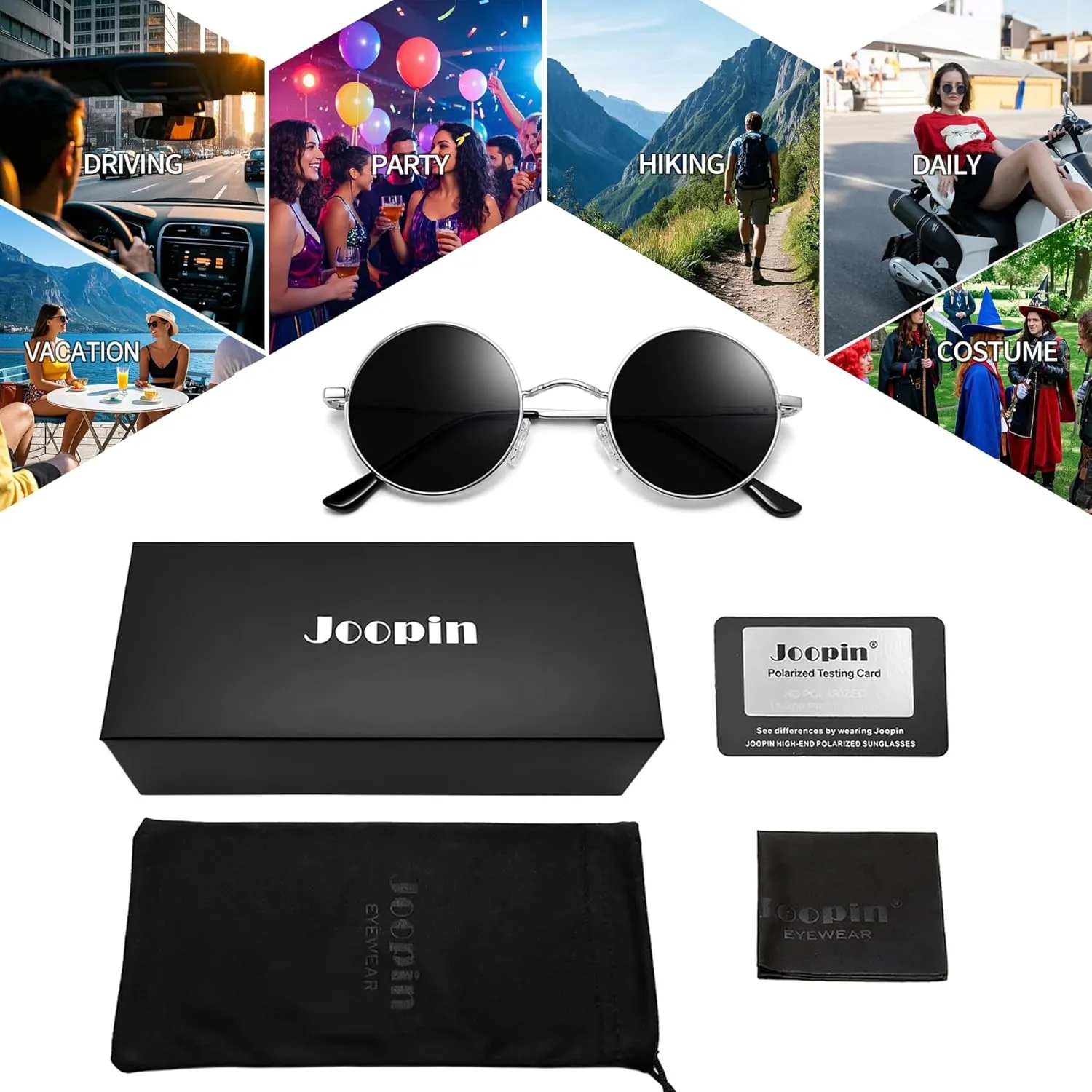 Joopin Retro Small Round Sunglasses Hippie Circle Sun Glasses Polarized UV400 Protection Metal Shades for Men Women