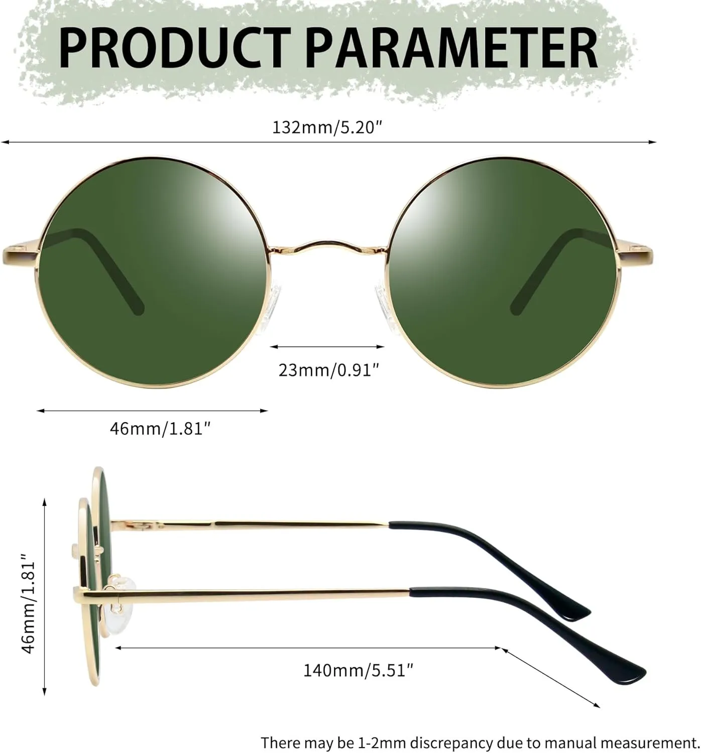 Joopin Retro Small Round Sunglasses Hippie Circle Sun Glasses Polarized UV400 Protection Metal Shades for Men Women