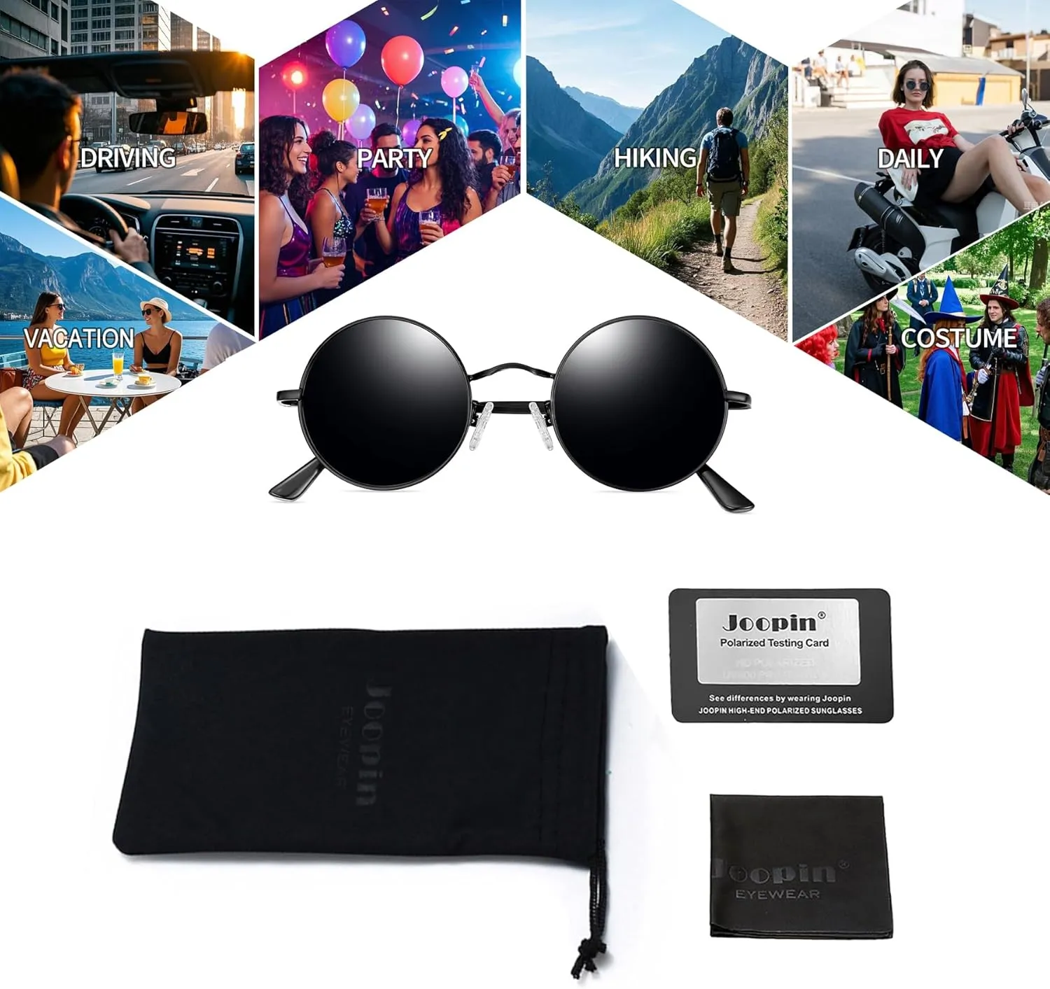 Joopin Retro Small Round Sunglasses Hippie Circle Sun Glasses Polarized UV400 Protection Metal Shades for Men Women