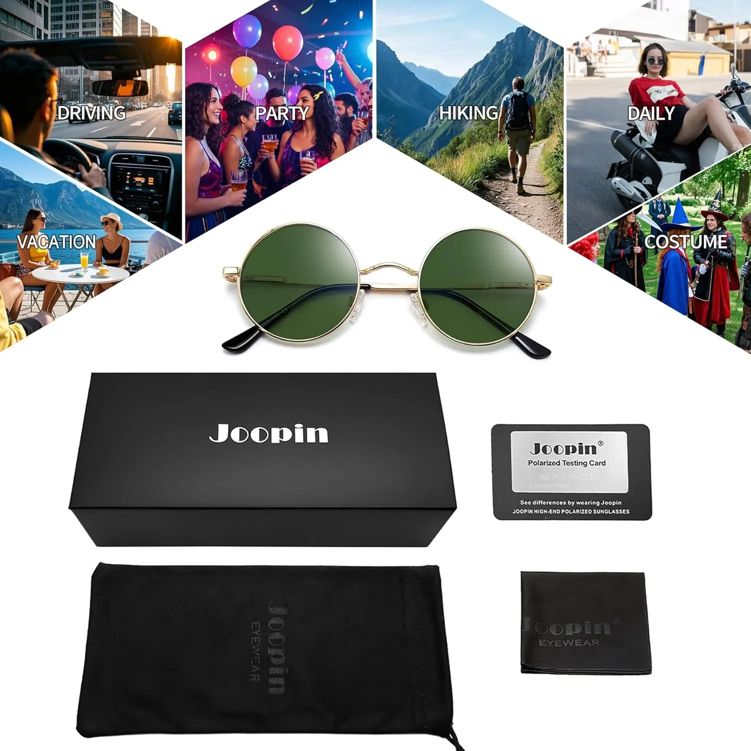 Joopin Retro Small Round Sunglasses Hippie Circle Sun Glasses Polarized UV400 Protection Metal Shades for Men Women