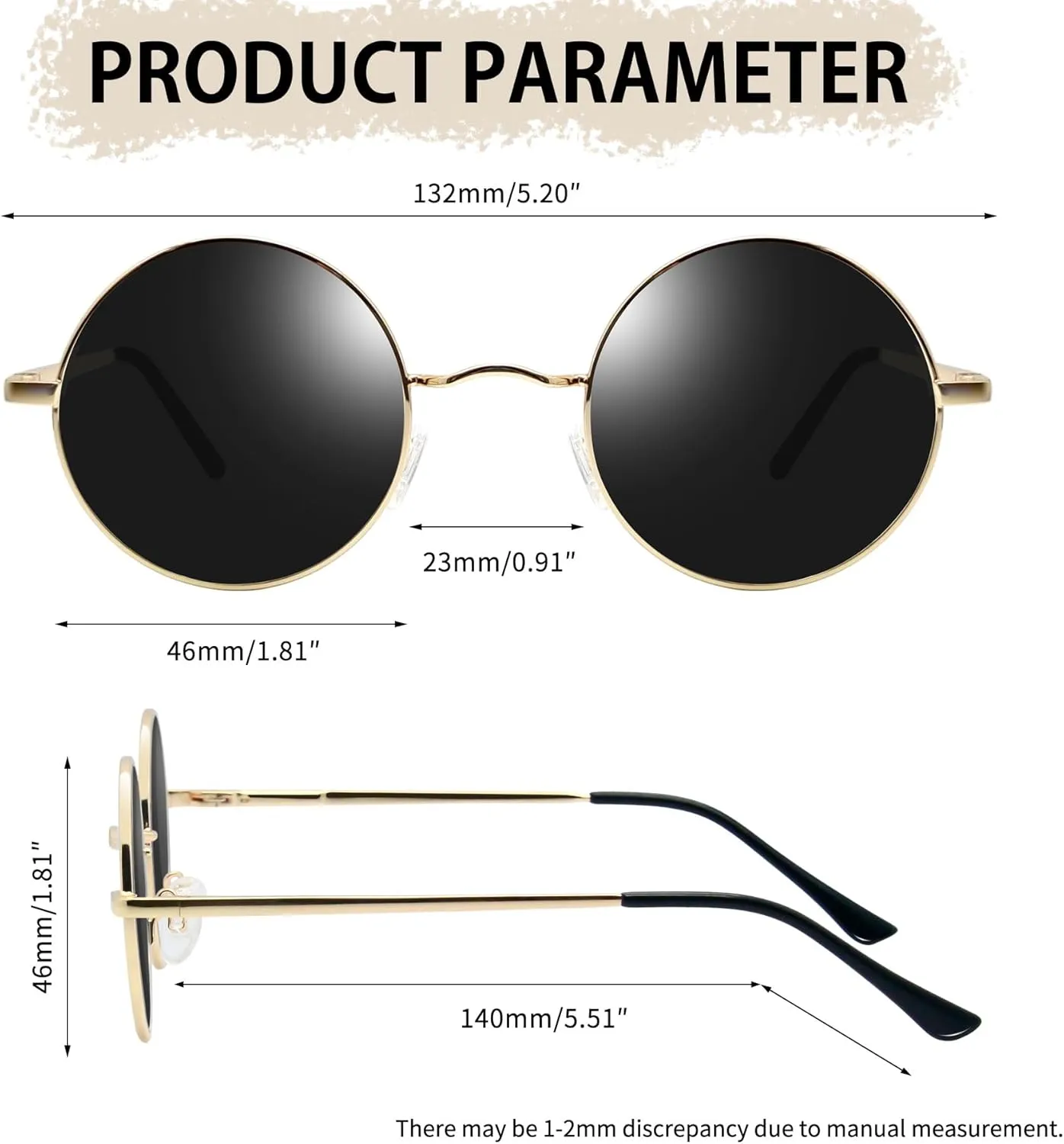 Joopin Retro Small Round Sunglasses Hippie Circle Sun Glasses Polarized UV400 Protection Metal Shades for Men Women