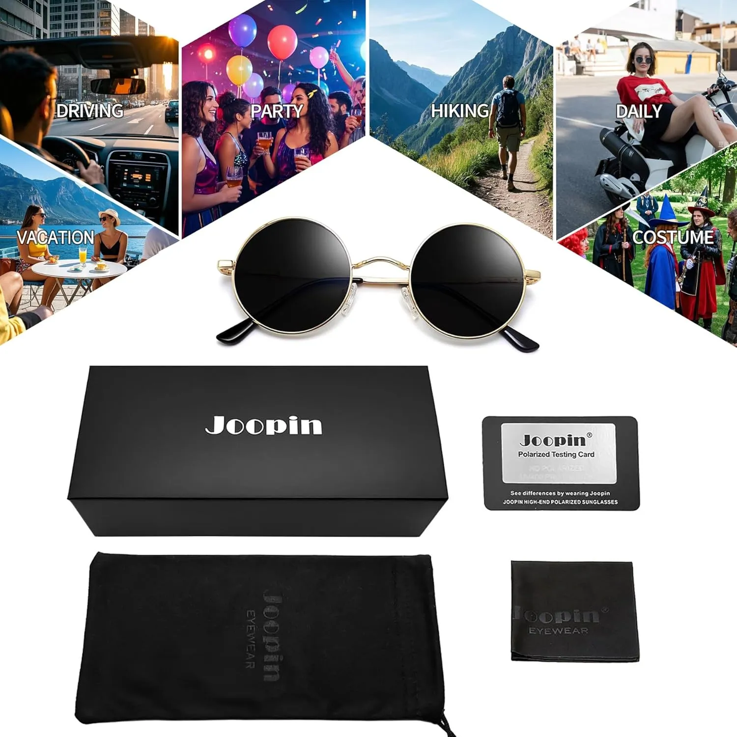 Joopin Retro Small Round Sunglasses Hippie Circle Sun Glasses Polarized UV400 Protection Metal Shades for Men Women