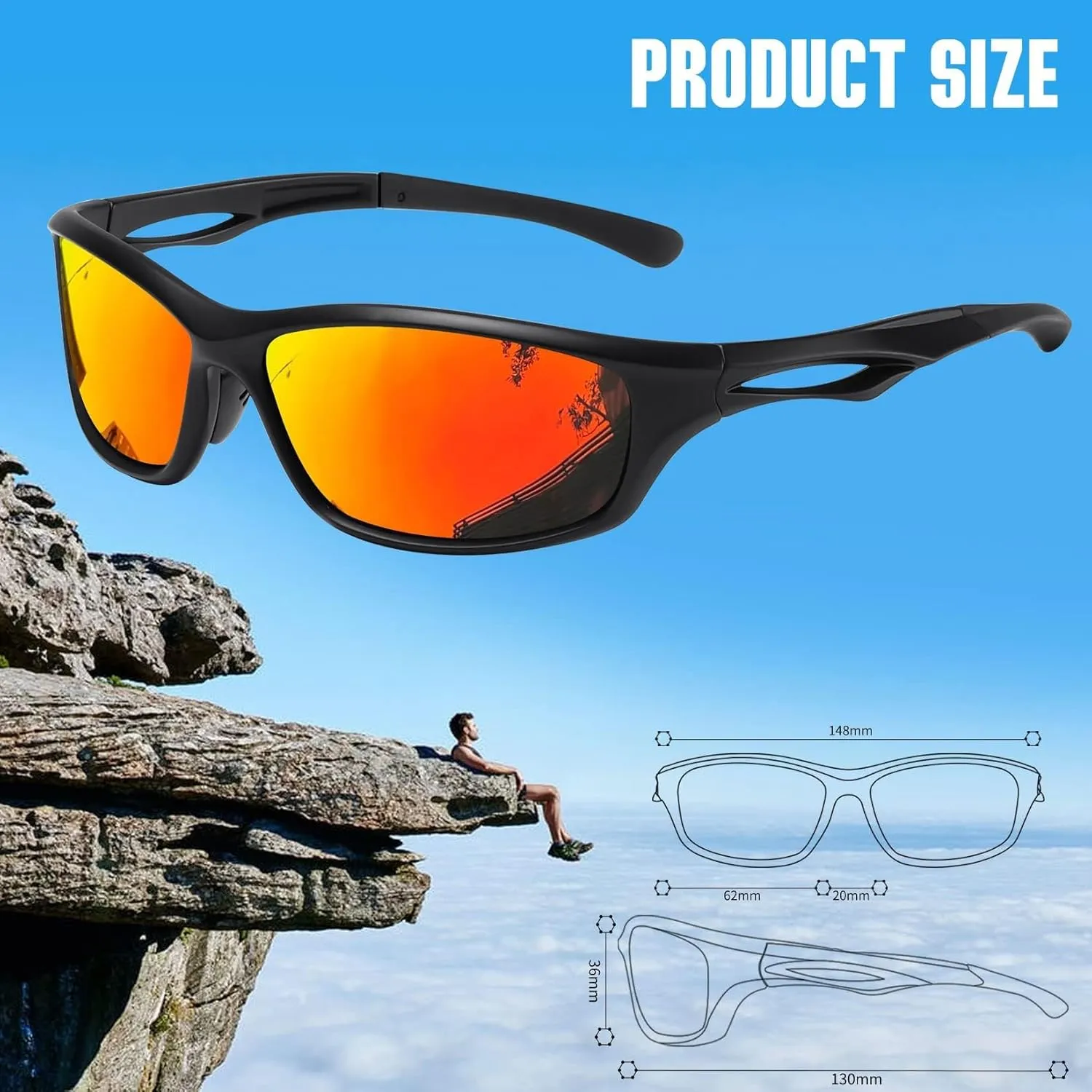 Joopin Sports Sunglasses Polarized UV400 Protection Wrap Around Sun Glasses Shades for Men Women