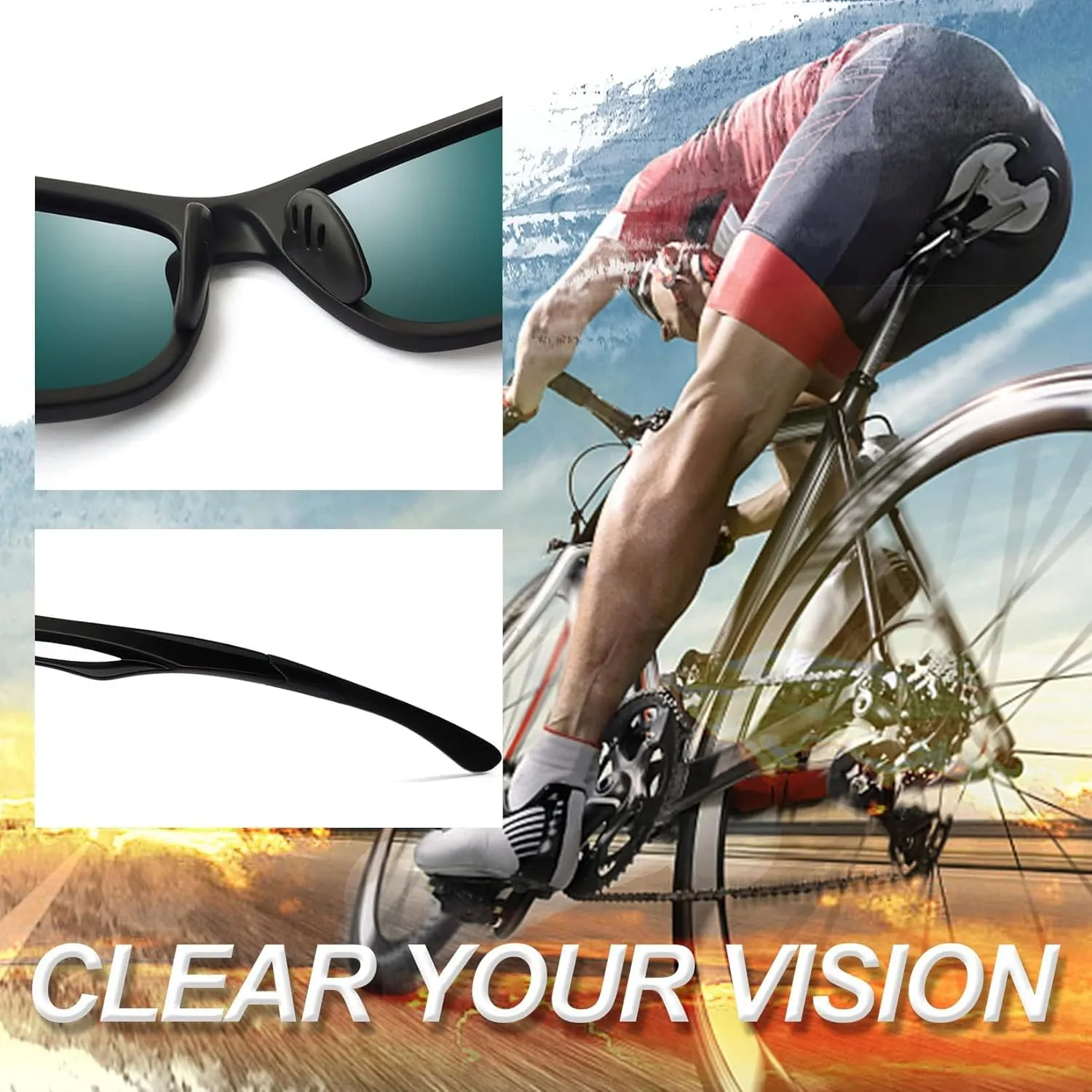 Joopin Sports Sunglasses Polarized UV400 Protection Wrap Around Sun Glasses Shades for Men Women