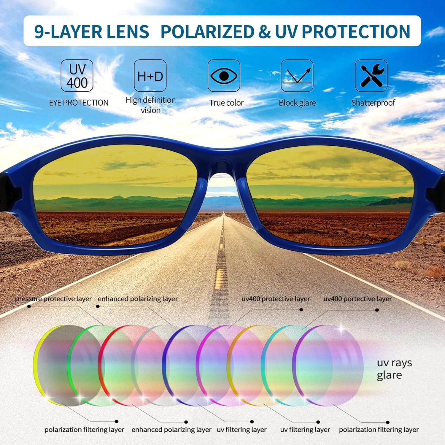 Joopin Sports Sunglasses Polarized UV400 Protection Wrap Around Sun Glasses Shades for Men Women