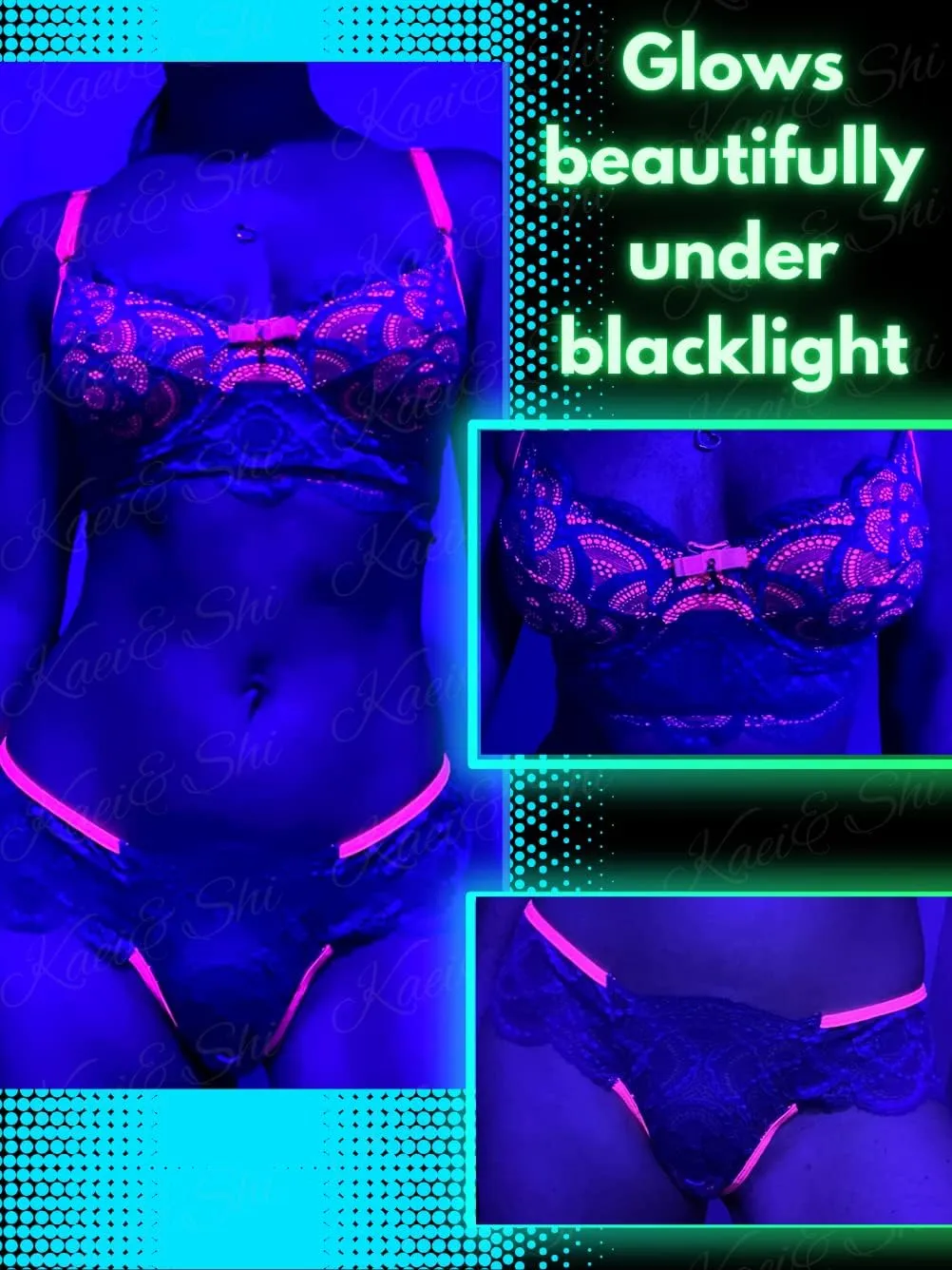 Kaei&Shi Neon Two Tone, Double Layer, High Leg Bottom, 2 Pieces Lingerie