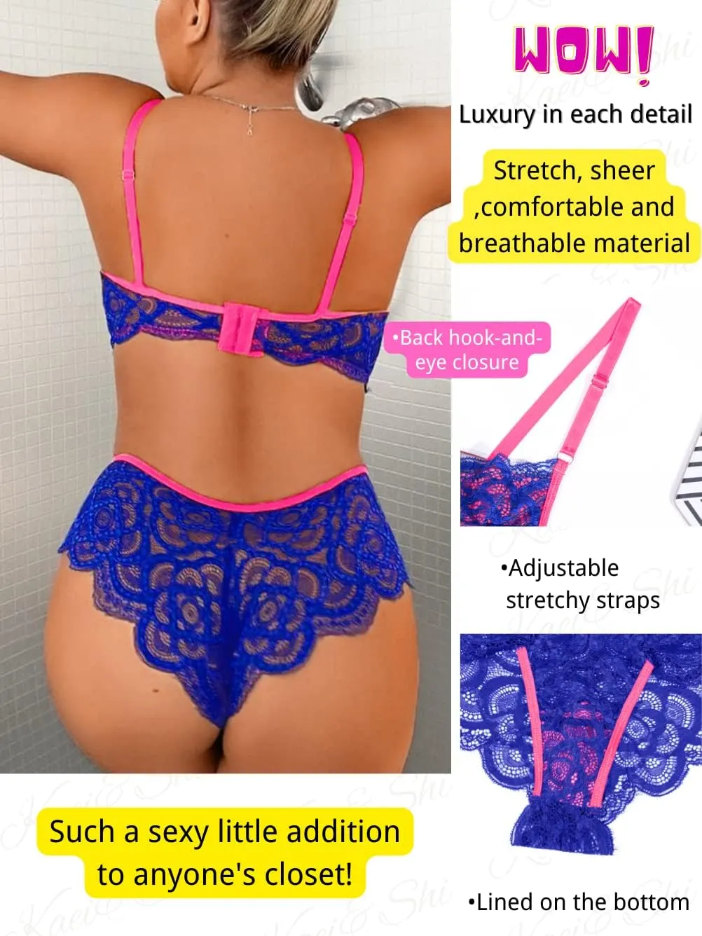 Kaei&Shi Neon Two Tone, Double Layer, High Leg Bottom, 2 Pieces Lingerie