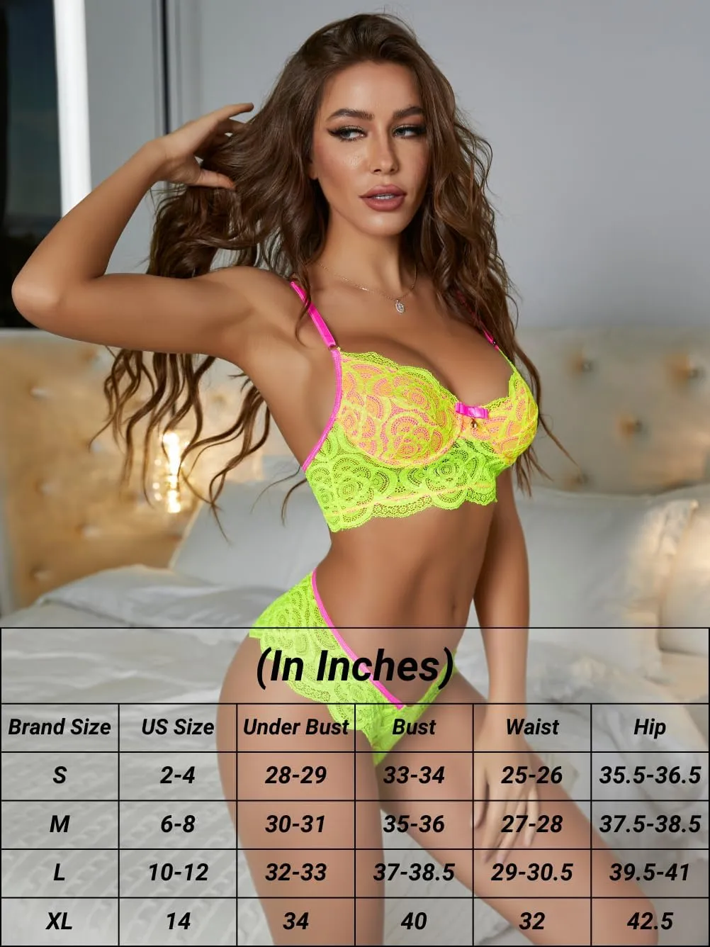 Kaei&Shi Neon Two Tone, Double Layer, High Leg Bottom, 2 Pieces Lingerie