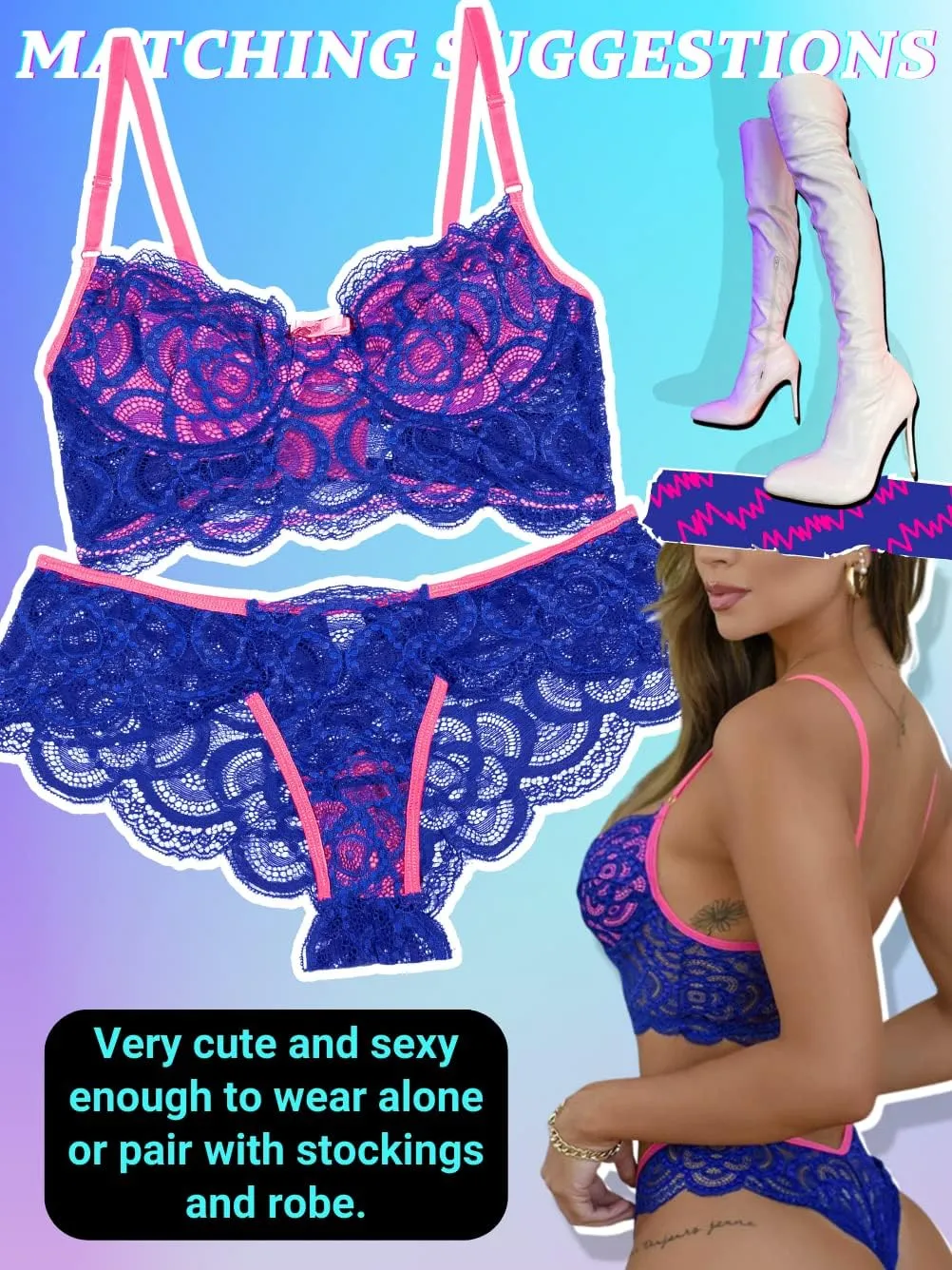 Kaei&Shi Neon Two Tone, Double Layer, High Leg Bottom, 2 Pieces Lingerie