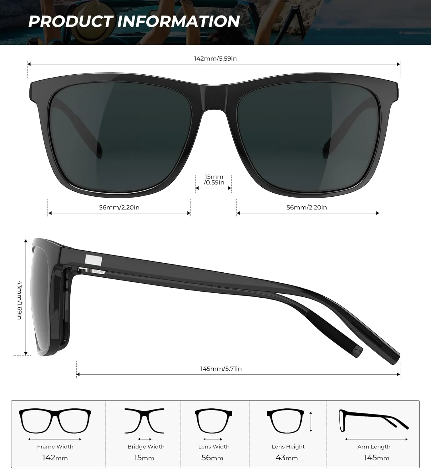 KALIYADI Sunglasses-Men Mens-Sunglasses Polarized Sunglasses: UV Protection Unisex Driving Fishing Lightweight Classic