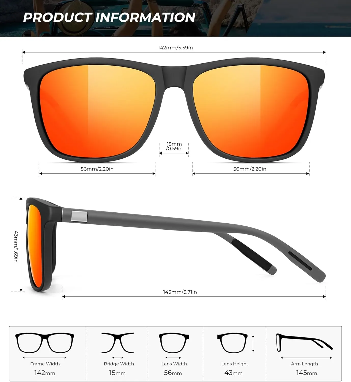 KALIYADI Sunglasses-Men Mens-Sunglasses Polarized Sunglasses: UV Protection Unisex Driving Fishing Lightweight Classic