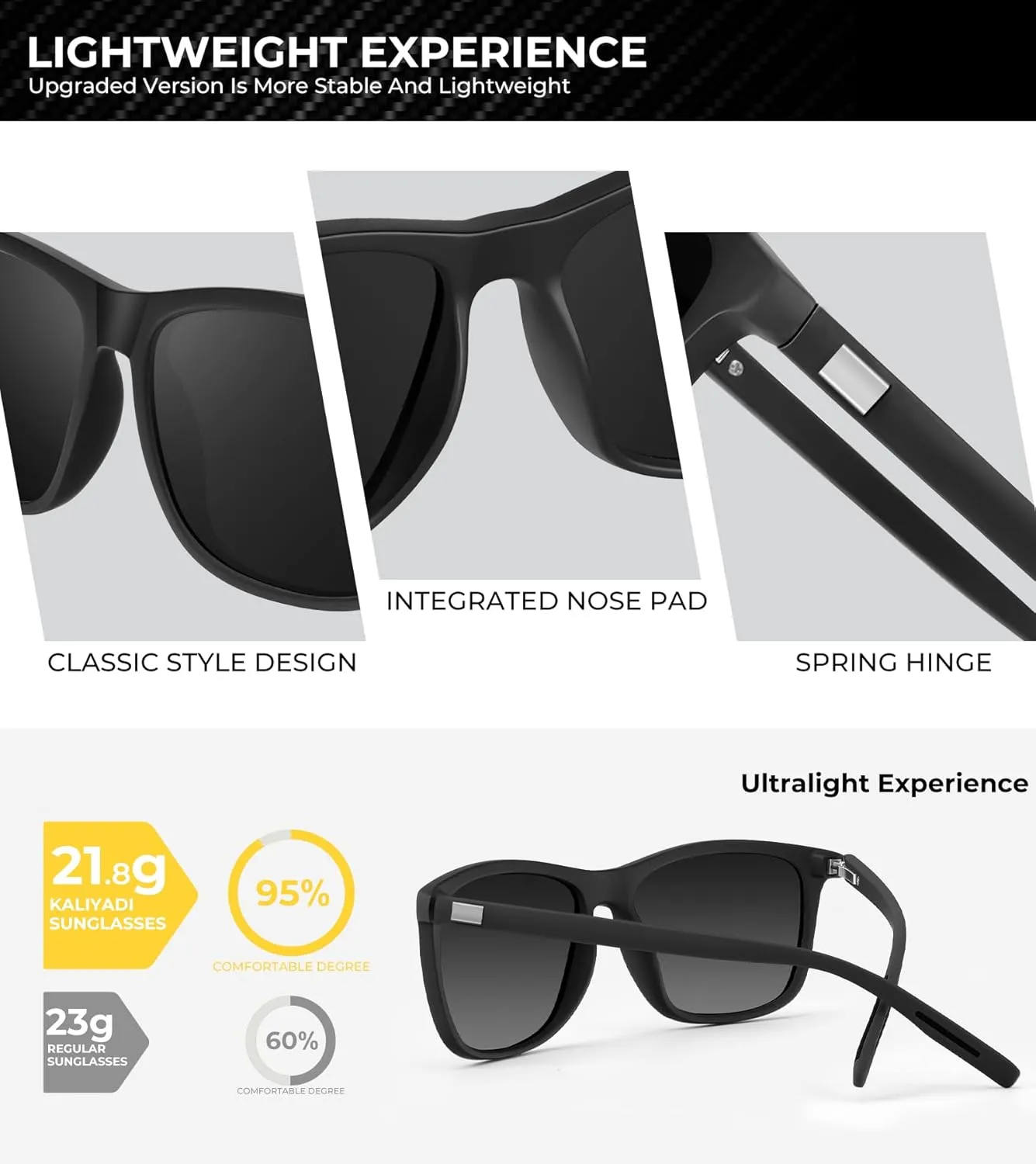 KALIYADI Sunglasses-Men Mens-Sunglasses Polarized Sunglasses: UV Protection Unisex Driving Fishing Lightweight Classic