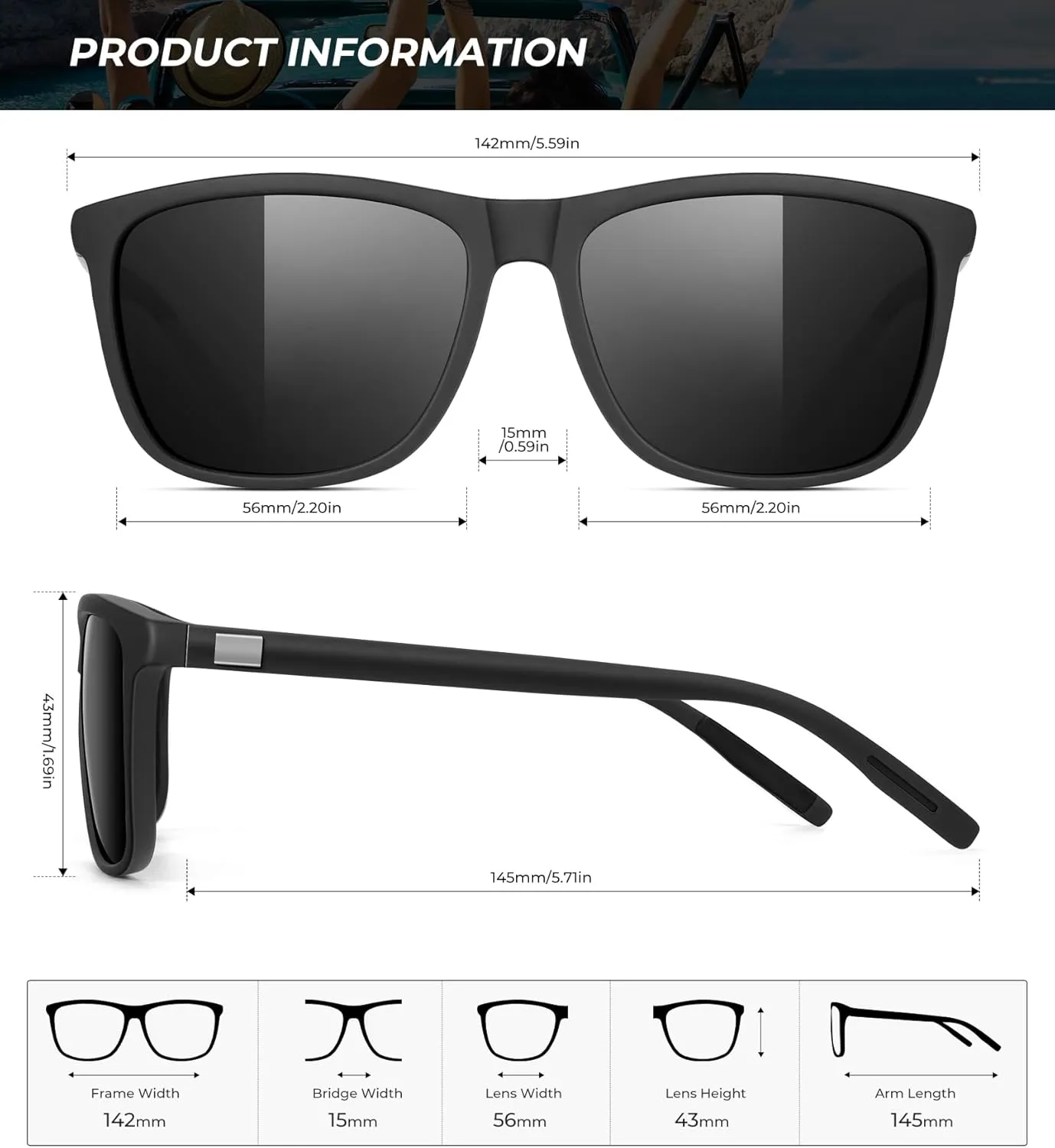 KALIYADI Sunglasses-Men Mens-Sunglasses Polarized Sunglasses: UV Protection Unisex Driving Fishing Lightweight Classic