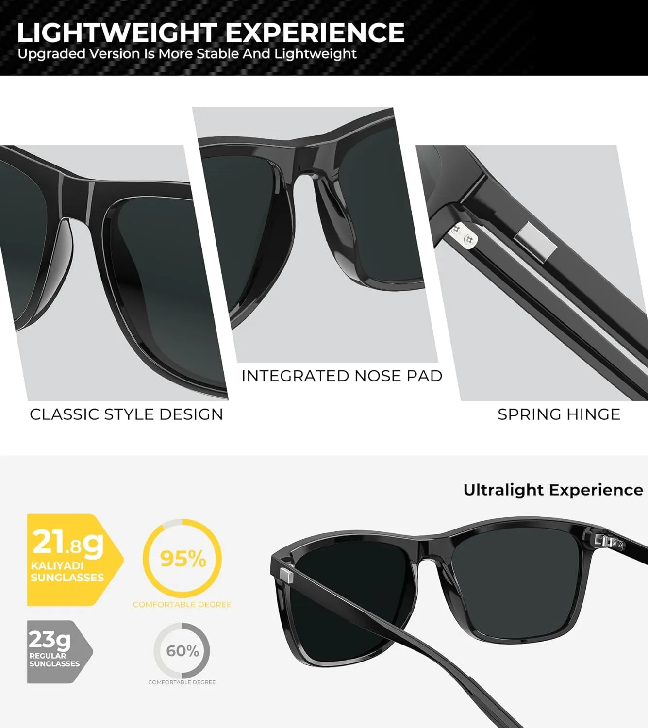KALIYADI Sunglasses-Men Mens-Sunglasses Polarized Sunglasses: UV Protection Unisex Driving Fishing Lightweight Classic