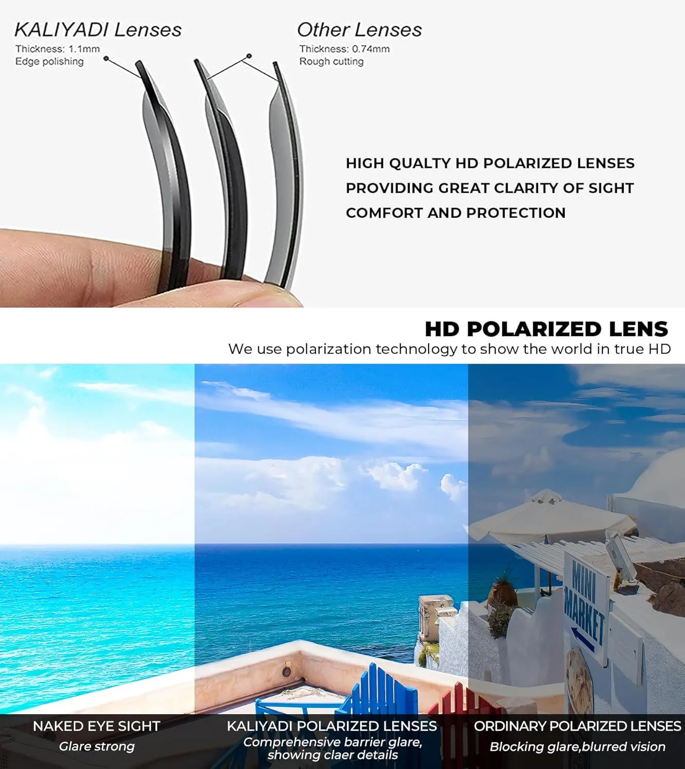 KALIYADI Sunglasses-Men Mens-Sunglasses Polarized Sunglasses: UV Protection Unisex Driving Fishing Lightweight Classic